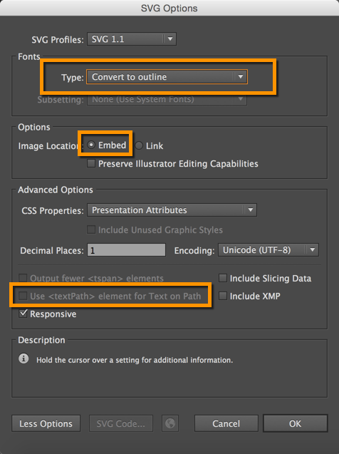 Essential options for SVG with Illustrator